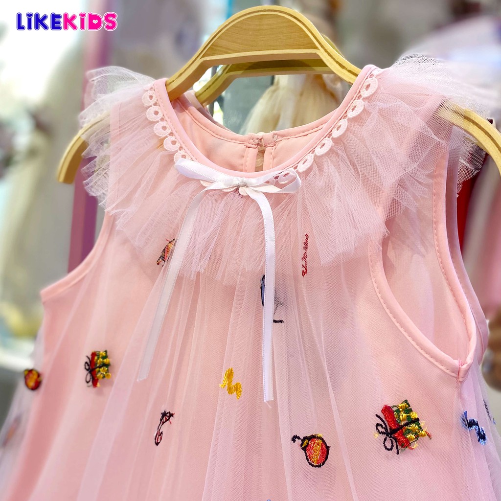 Đầm công chúa , váy bé gái họa tiết bong bóng thêu cho bé gái từ 10 đến 35Kg Likekids