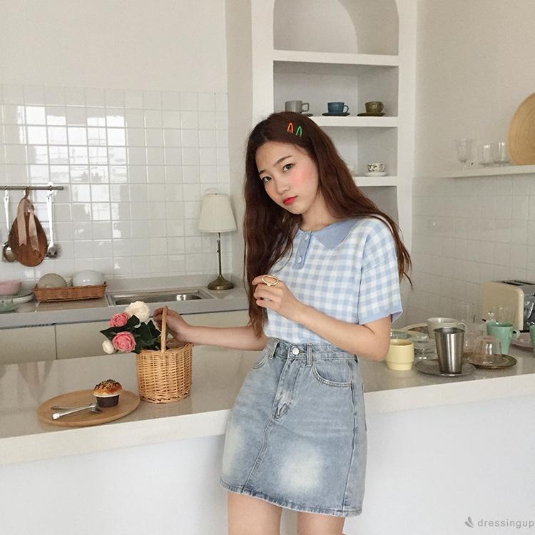 Áo Sơ Mi Ca Rô Ngắn Tay Thời Trang Dành Cho Nữ