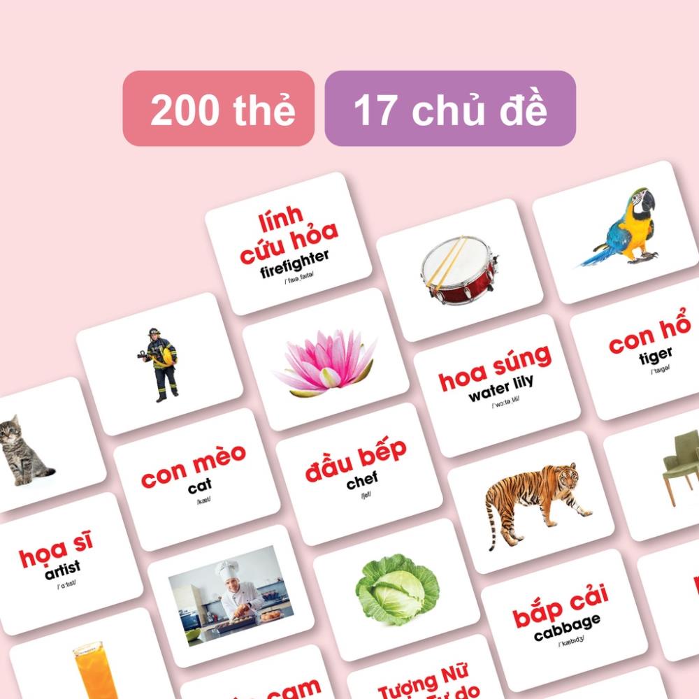Flashcard cho bé - Bộ 200 thẻ học thông minh Glenn Doman Thế Giới Xung Quanh - Song ngữ (0 - 6 tuổi)