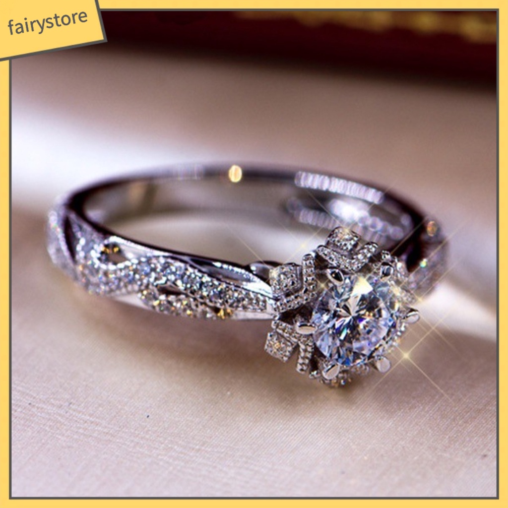 Nhẫn Hợp Kim Đính Đá Hình Hoa Xinh Xắn