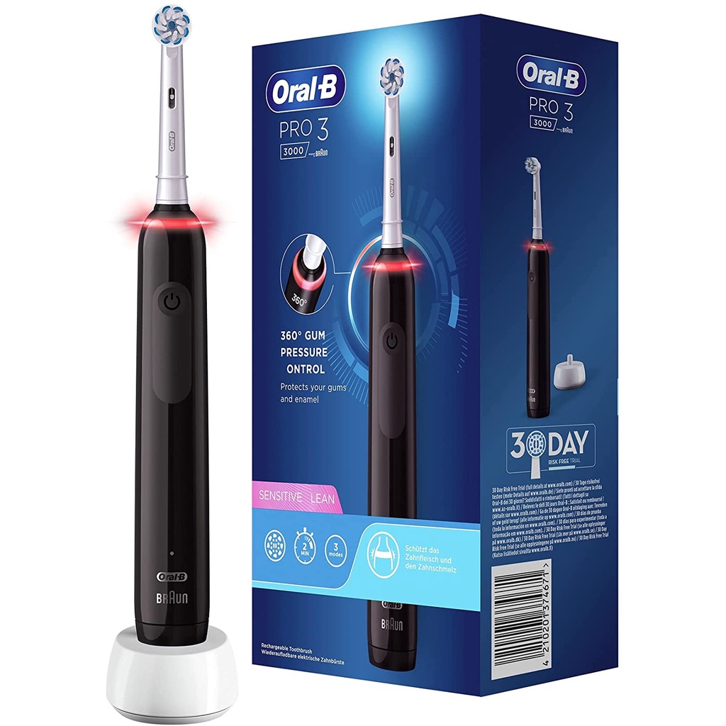 Bàn chải điện Pro 3000 Sensitive Clean - Công nghệ 3D, cảm biến áp lực trực quan 360, 3 chế độ - Hàng Đức - BH 12 tháng