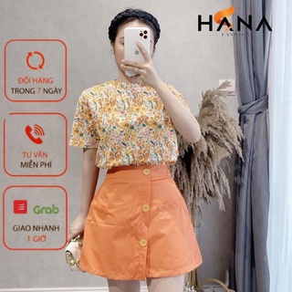 Chân váy chữ A lưng cao dáng ngắn công sở 3 khuy trẻ trung