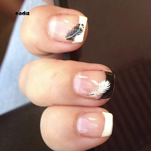 [Hàng mới về] Bộ 2 tờ miếng dán trang trí móng tay nghệ thuật chuyển nước họa tiết lông vũ thời trang