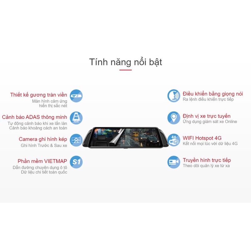 Camera hành trình gương VIETMAP iDVR P2  Dẫn đường  Định vị  Truyền Video từ xa