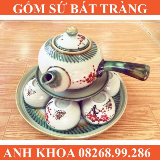 Ấm chén quai ngang Bát Tràng - Gốm sứ Bát Tràng Anh Khoa