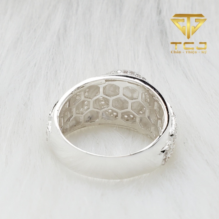 Nhẫn nam Bạc Ý thiết kế 3D lịch lãm nam tính RM0193 Trang sức Toàn Cầu TCJ