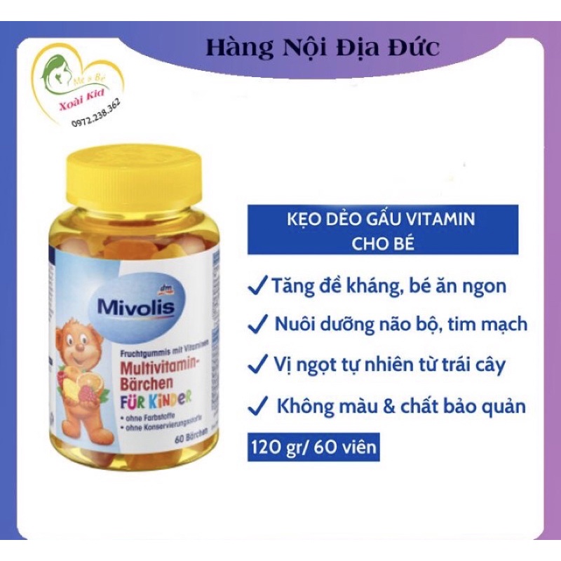 Kẹo Gấu Bổ Sung Vitamin Tổng Hợp Cho Trẻ Mivolis, Vị Trái Cây, 60 Viên thumbnail