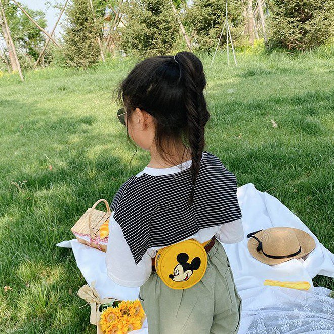 Túi đeo chéo mini vải canvas hình chuột Mickey 2021 thiết kế mùa hè xinh xắn cho bé