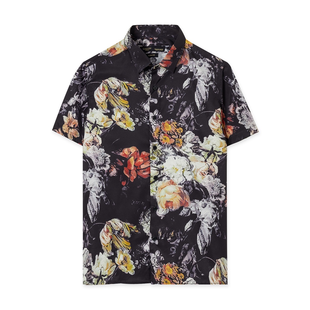 Áo sơ mi tay lỡ Galvin form rộng chất mát cộc tay đứng dáng unisex SMGV149-M9  - Leo Vatino