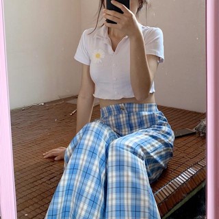 Quần ống rộng culottes kẻ caro suông dài - Quần Tây Nữ (SIMPLE PANTS)