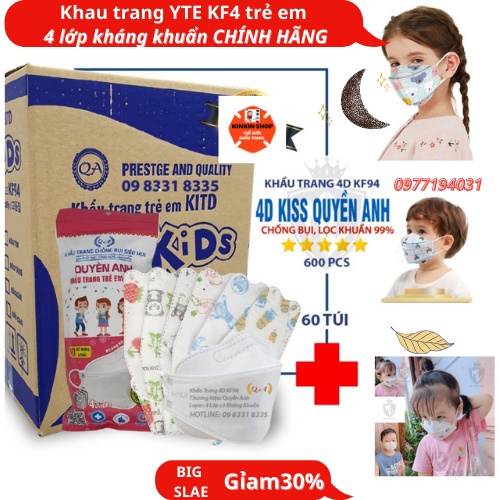 (Gói 10c)Khẩu trang YTe trẻ em 4 lớp kháng khuẩn khẩu trang KF4 diệt khuẩn đến 99%. KT QUYỀN ANH &amp; TUẤN HUY