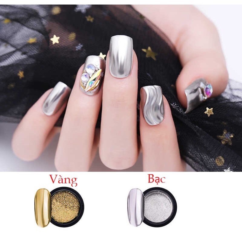 Phụ kiện nail giá rẻ giá tốt uy tín bột tráng gương nail vàng và bạc