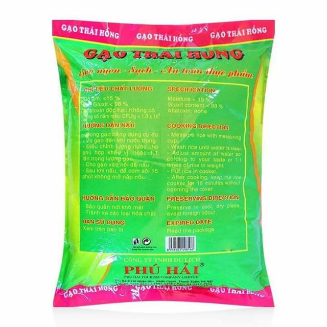 Gạo Thái Hồng Phú Hải số 1 gói 5Kg