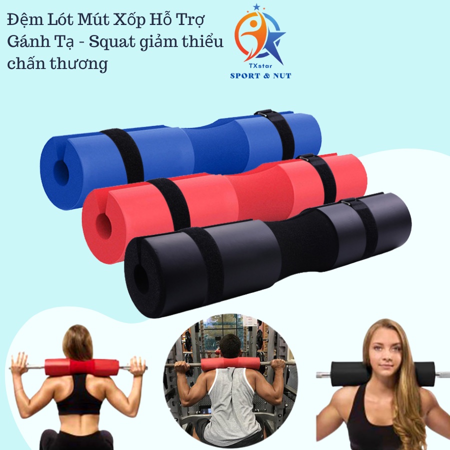 Đệm gánh tạ bảo vệ vai giảm đau nhức vai gáy trong tập luyện với đòn tạ, gánh tạ, squats(tặng kèm đai cố định)