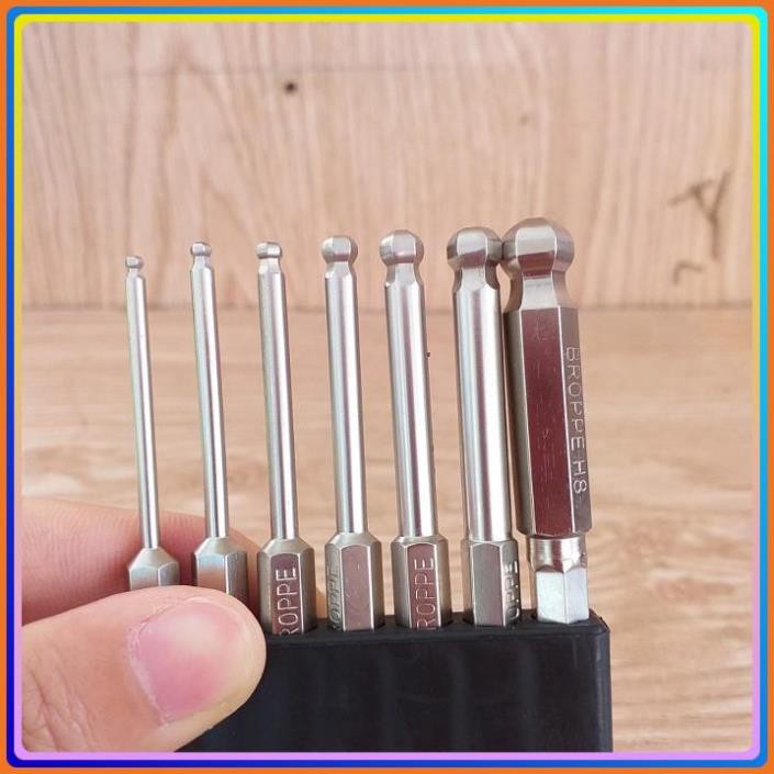 Bộ 7 mũi lục giác ĐẦU BI cho khoan hãng BROPPE
