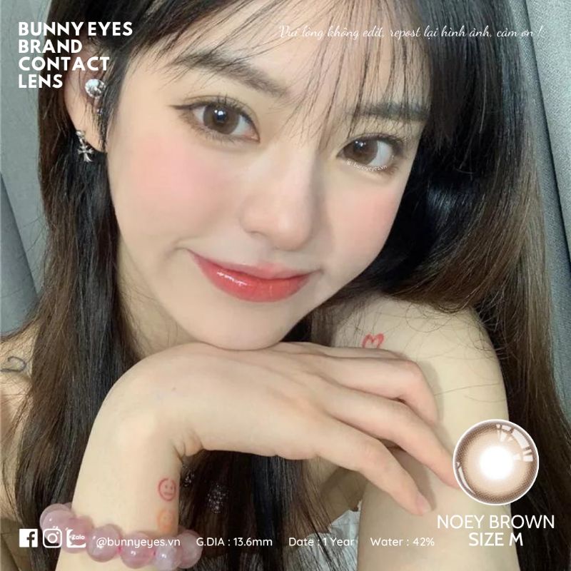 Kính Áp Tròng BUNNY EYES - Noey Brown 14.2mm Nâu Giãn Vừa Đủ Độ Từ 0 Đến 6