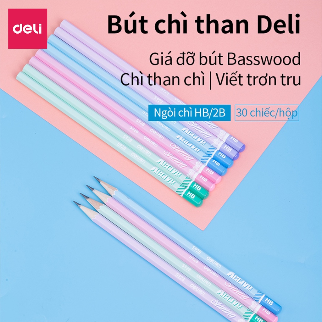 Bút chì lục giác Deli - loại 2B/HB - 30 chiếc/hộp - 58166/58167