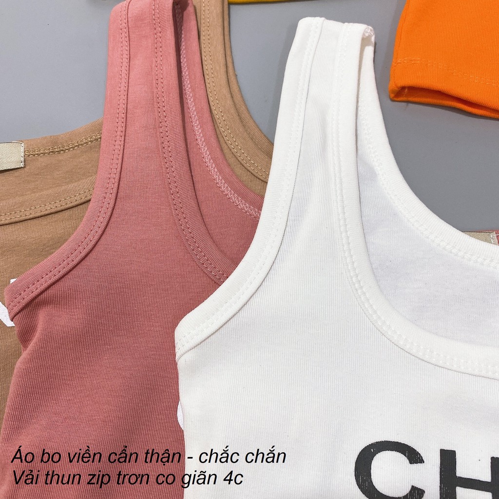 Áo balo dáng croptop in chữ CN, Áo thun hai dây form ngắn dáng ôm CS1055 - NhiNhi Shop