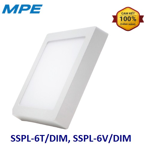 COMBO 2 CÁI - ĐÈN LED PANEL VUÔNG NỔI DIMMER MPE 6W SSPL-6T/DIM (TRẮNG), SSPL-6V/DIM (VÀNG)