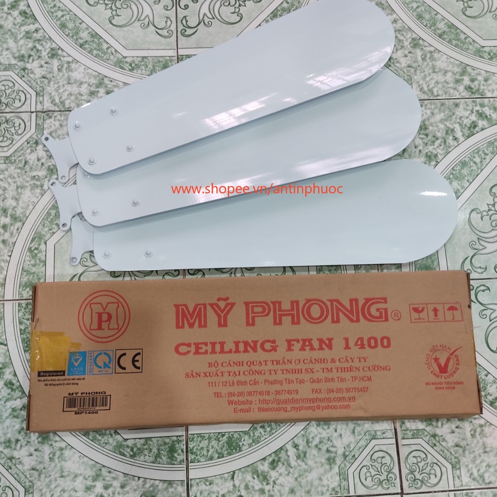 Bộ 3 cánh quạt trần Mỹ Phong 600 mm -  Phụ tùng thay thế cho quạt trần ba cánh 1m4  , SET ba cánh quạt trần 60 cm