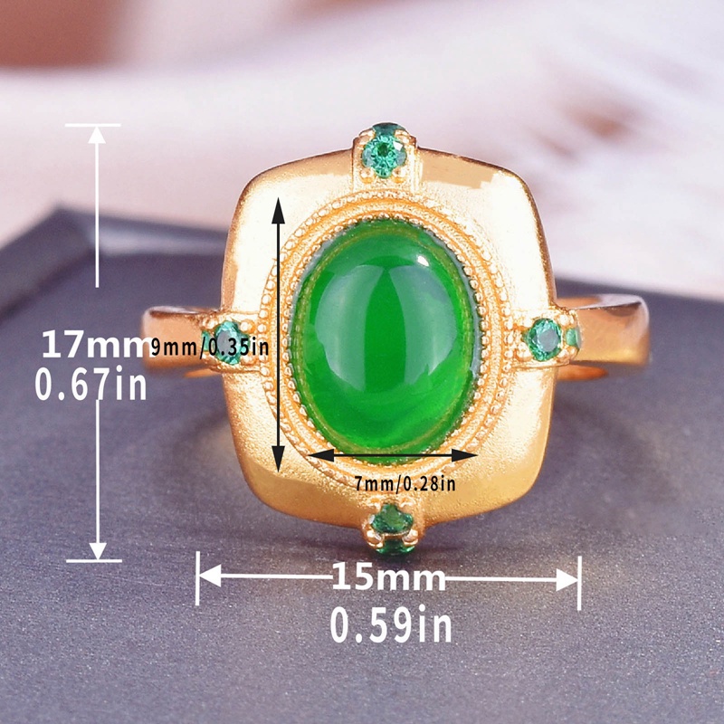 Nhẫn Đính Đá Zircon Hình Oval Màu Sắc Sang Trọng