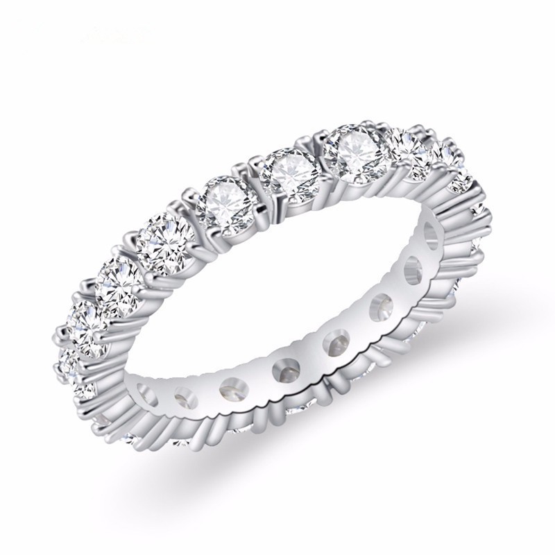 S925 Nhẫn kim loại đính đá lấp lánh sang trọng dành cho nữ