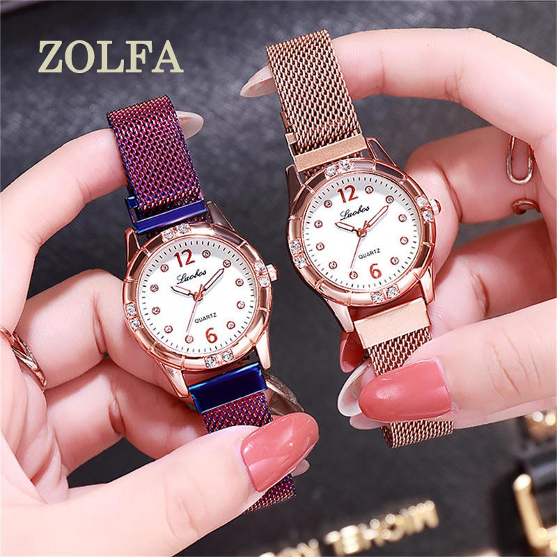 ZOLFA New Fashion Rose Gold Ladies Analog Watches Luxury Rhinestone Womens Quartz Watch Elegant Magnet Buckle Ladies Wrist Accessories Đồng hồ nữ