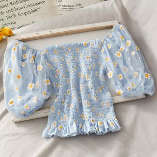 Áo kiểu trễ vai tay bồng