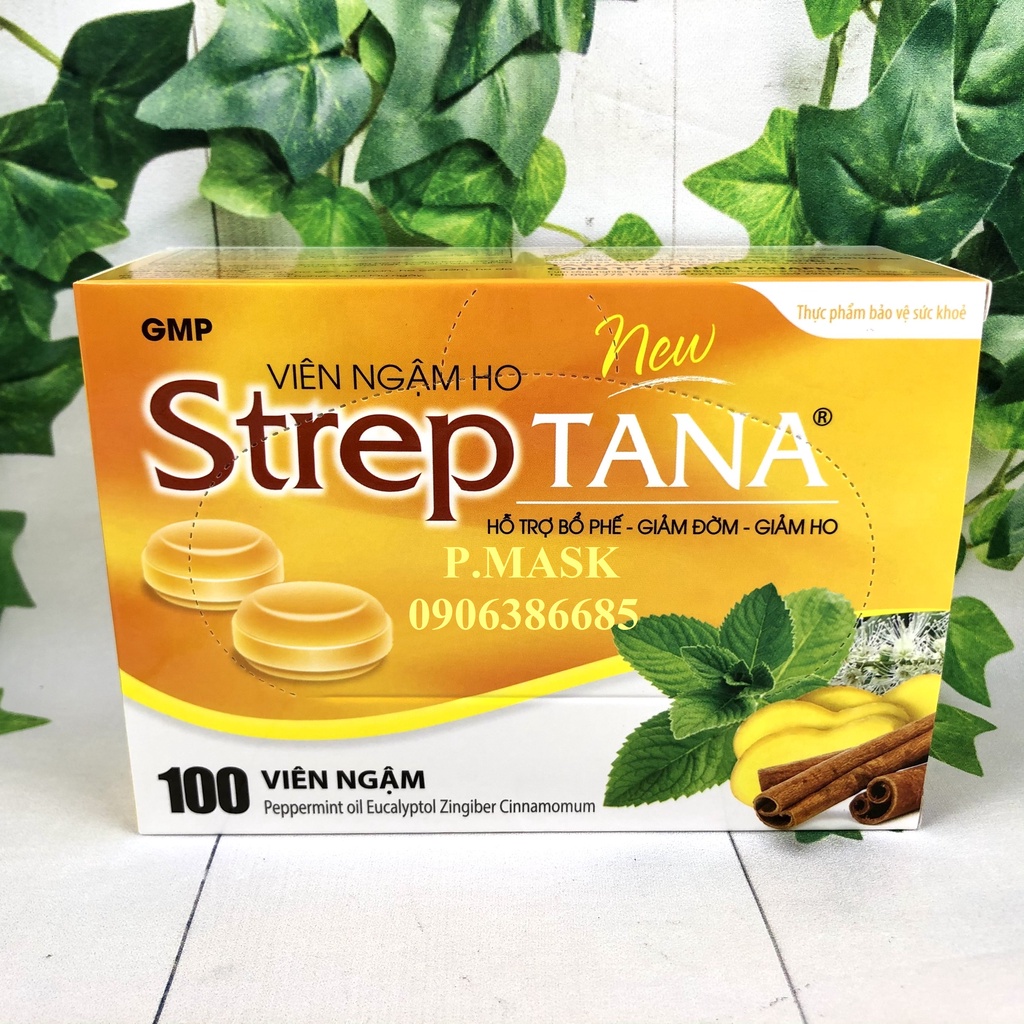 Viên ngậm ho STREPTANA 100 Viên/ hộp - Hỗ Trợ Bổ Phế, Giảm Đờm, Giảm Ho