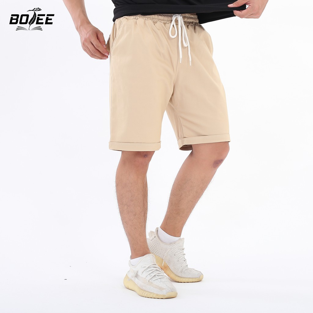 [Mã FASHIONT4MA2 giảm 10K đơn 50K] Quần short đùi kaki BOTEE unisex màu Kem dày dặn đơn giản form suông đẹp