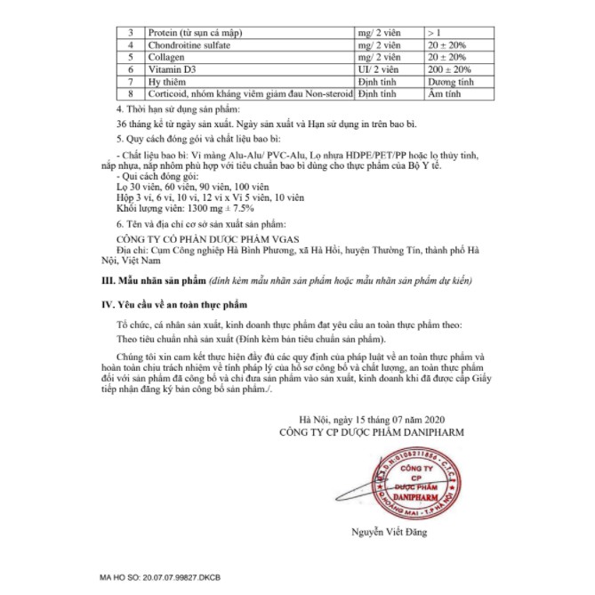 Bộ sản phẩm Dưỡng Khớp DANIPHARM (30 viên), kèm Xịt Giảm Đau Bách Phục Linh