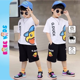 Quần áo trẻ em Babekids, bộ đồ bé trai cotton hình in Vịt nheo mắt thời trang cho trẻ em từ 4 đến 10 tuổi