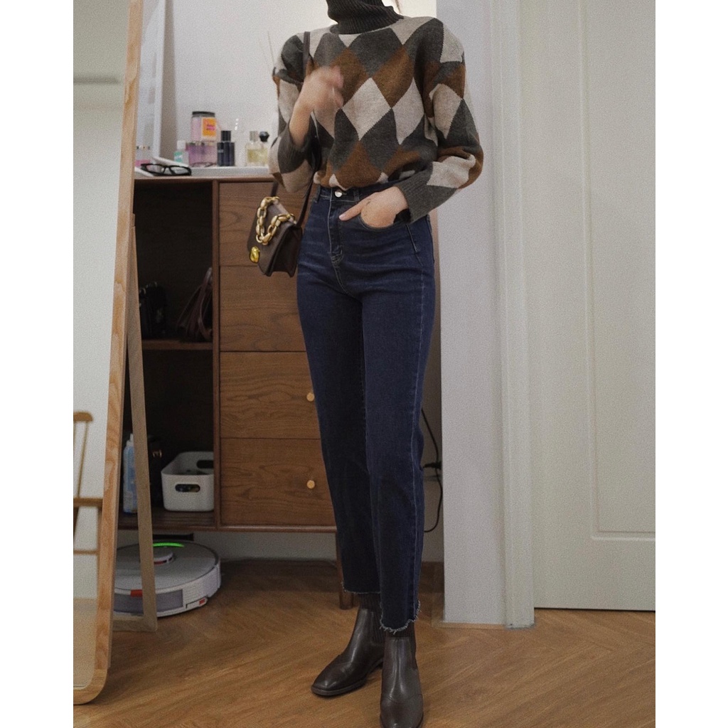 (Ảnh thật) Len trám cổ lọ oversized Audrey 4757 | BigBuy360 - bigbuy360.vn