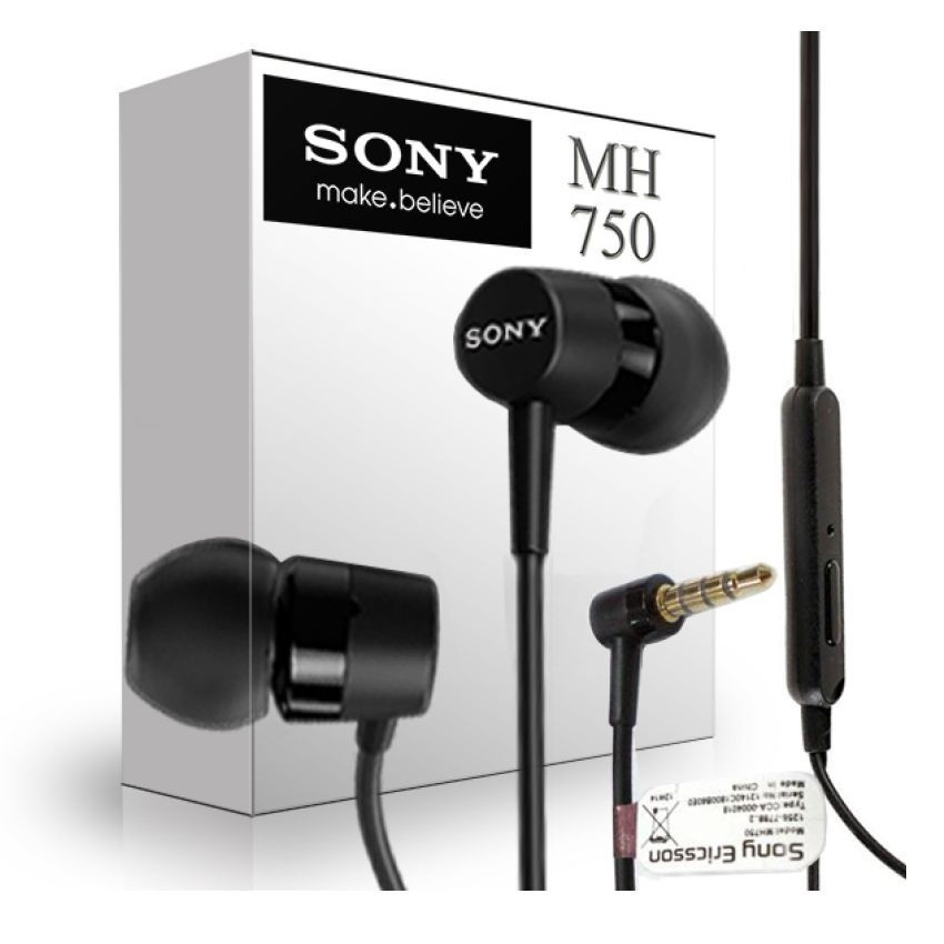 Tai nghe Sony MH750 thiết kế in-ear  đầu cắm 3.5mm phù hợp cho hầu hết điện thoại Sony xperia