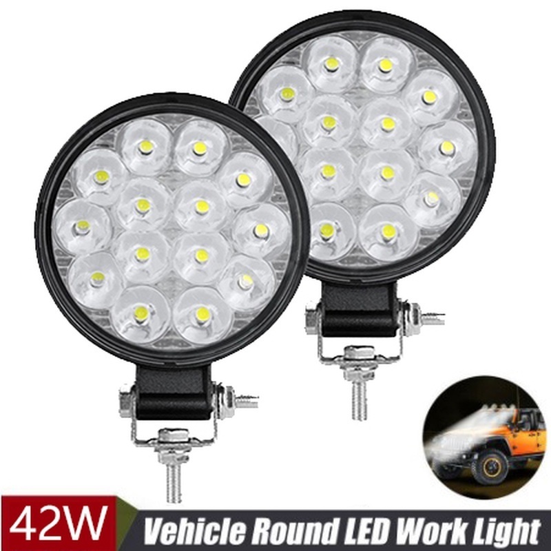 1 Bộ Đèn Pha 14 Bóng Led 42W Siêu Sáng Chống Nước Cho Xe Tải