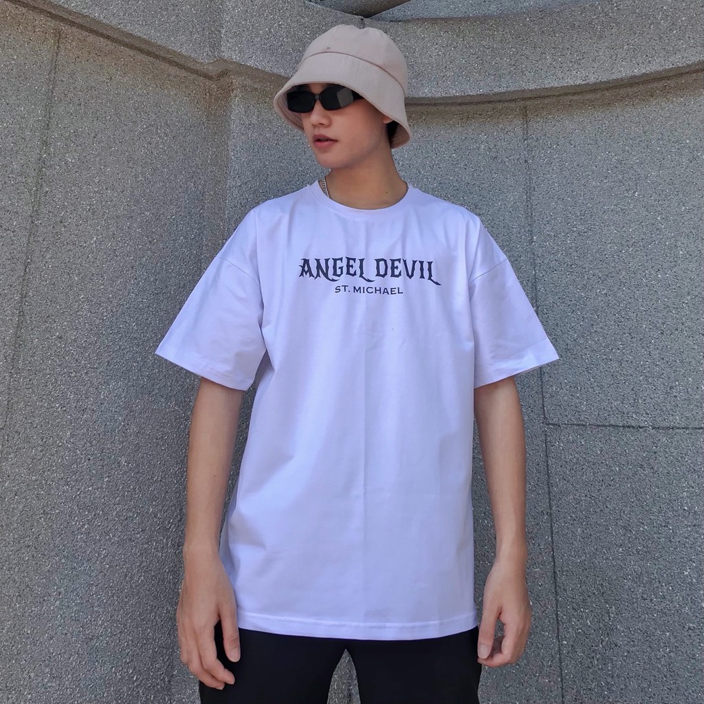 Áo thun form rộng in hình Angel Devil phông tay lỡ Unisex nam nữ cotton tee oversize