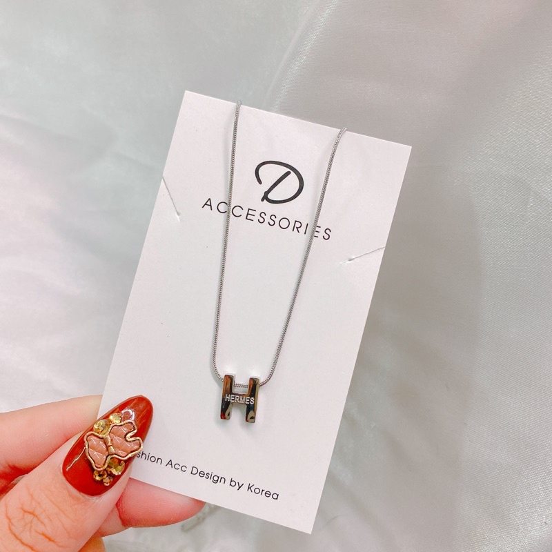 Dây chuyền/Vòng cổ nữ chữ H thép titan - không dị ứng/không đen