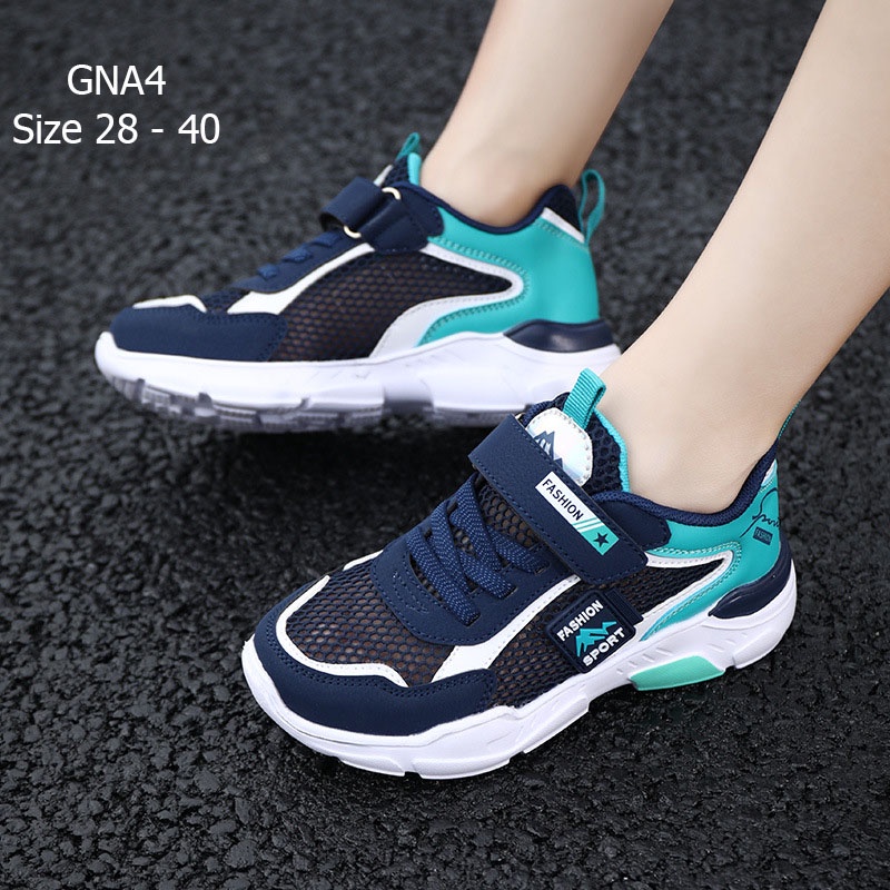 Giày thể thao bé trai siêu nhẹ phối lưới, kháng khuẩn 4 - 15 tuổi GNA4