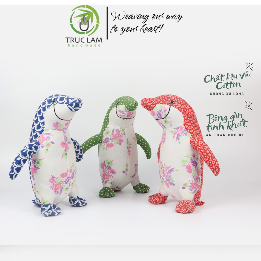 Đồ Chơi Cho Bé Thú Nhồi Bông Hình Con Chim Cánh Cụt Ngộ Nghĩnh Vải Hoa Bông Gòn Cao Cấp - Trúc Lâm Handmade