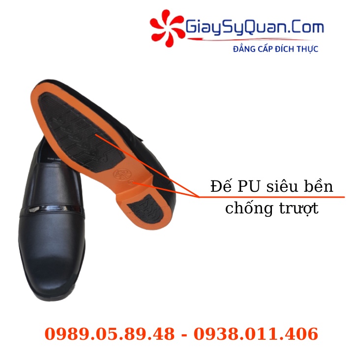 Giày tây lười nam da bò thật 100% - giày da nam công sở đế Pu chống mài mồn tốt phong cách trẻ trung màu đen Mã PN14A