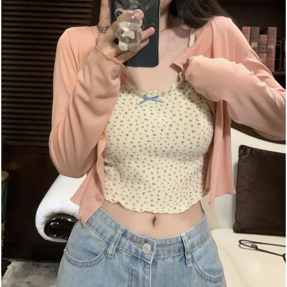 Áo Khoác Cardigan Ngắn Mỏng Màu Sắc Đơn Giản Chống Nắng Thời Trang Cho Nữ