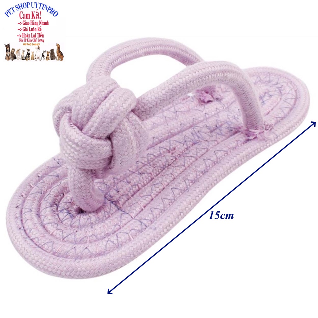 Đồ chơi cho Chó Mèo Hình chiếc dép Dài 15cm Chất liệu thừng chắc chắn, Mềm dẻo, Giúp thú cưng không cắn phá đồ đạc