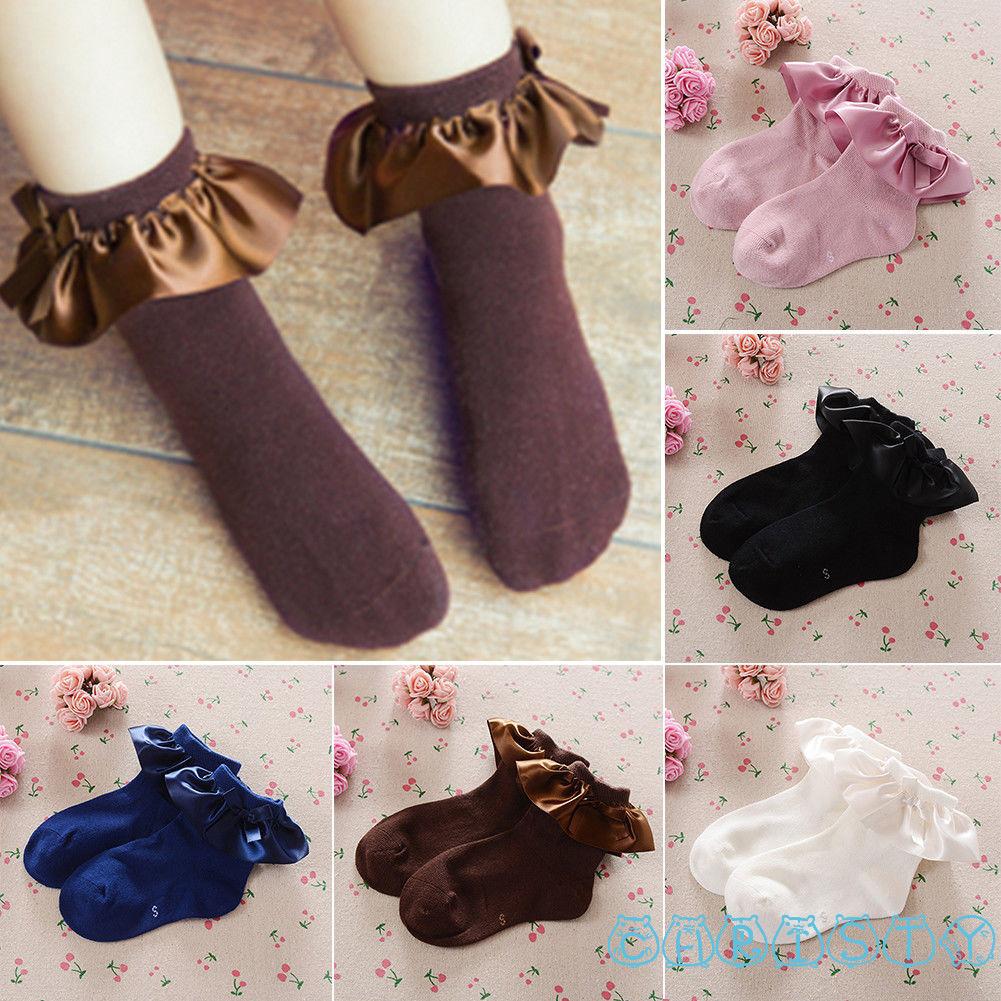 Đôi vớ chân cotton viền bèo dễ thương cho bé