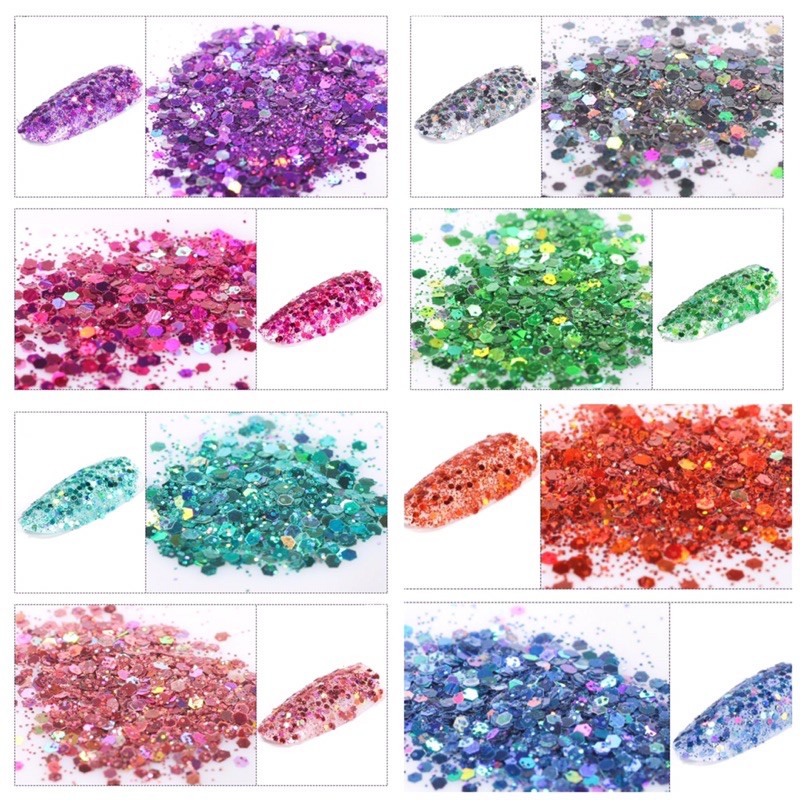 Nhũ kim tuyến set 12 màu-phụ kiện nail móng