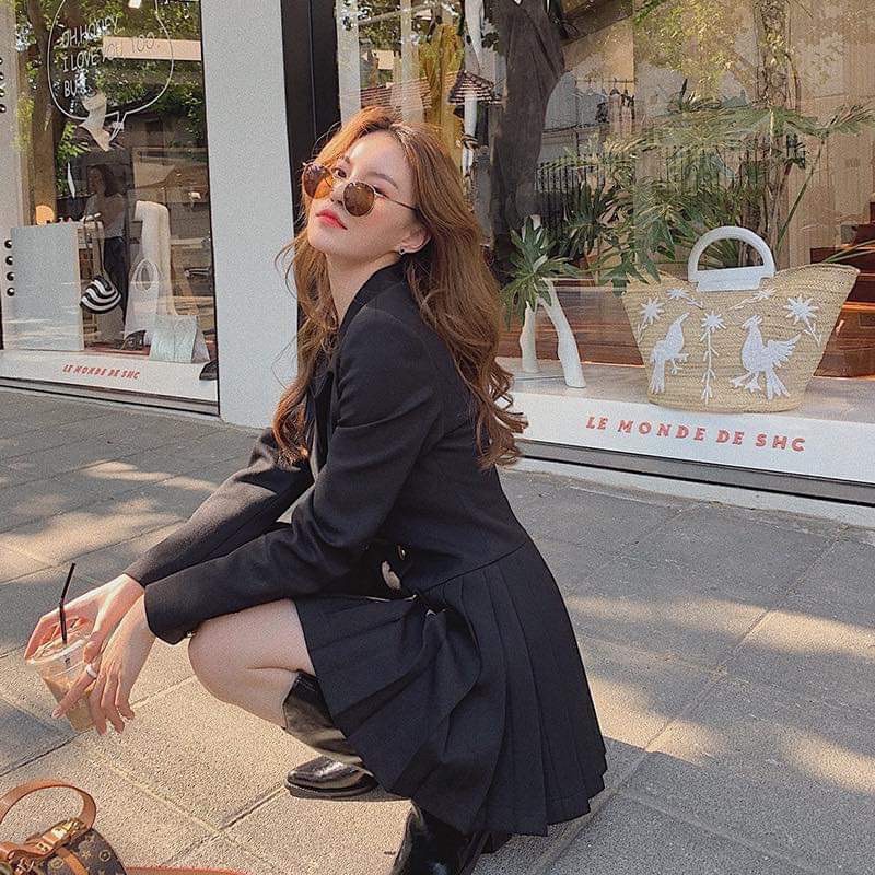 Đầm vest nữ xếp ly đi tiệc cưới, đi bar, dạo phố, đi học, đi làm xinh xắn, sang trọng | BigBuy360 - bigbuy360.vn