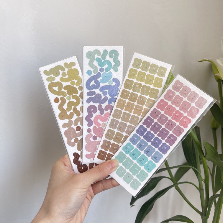 Miếng dán hình gấu ruy băng màu Gradient dùng để tự trang trí