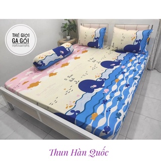 Bộ ga gối { 4 Món } Thun Lạnh Hàn Quốc  ( 1 ga bọc + 2 vỏ gối nằm + 1 vỏ gối ôm )