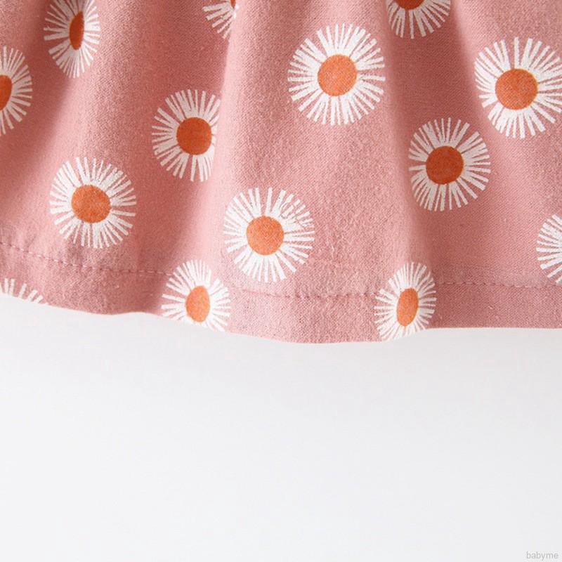 Set đầm dài tay cổ tròn + túi đeo chéo in hoa đáng yêu cho bé gái