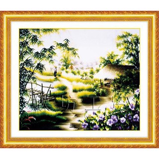Tranh Thêu Chữ Thập (THÊU TOÀN BỘ) Lũy Tre Làng 222202 (KHÁCH TỰ THÊU) KT:67X58CM