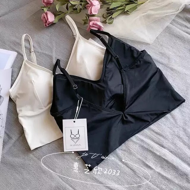 Áo Bra 2 Dây Kèm Mút Chất Su Đúc Mềm Mịn Khoét Lưng Chữ V Gợi Cảm Freesize Dưới 60kg